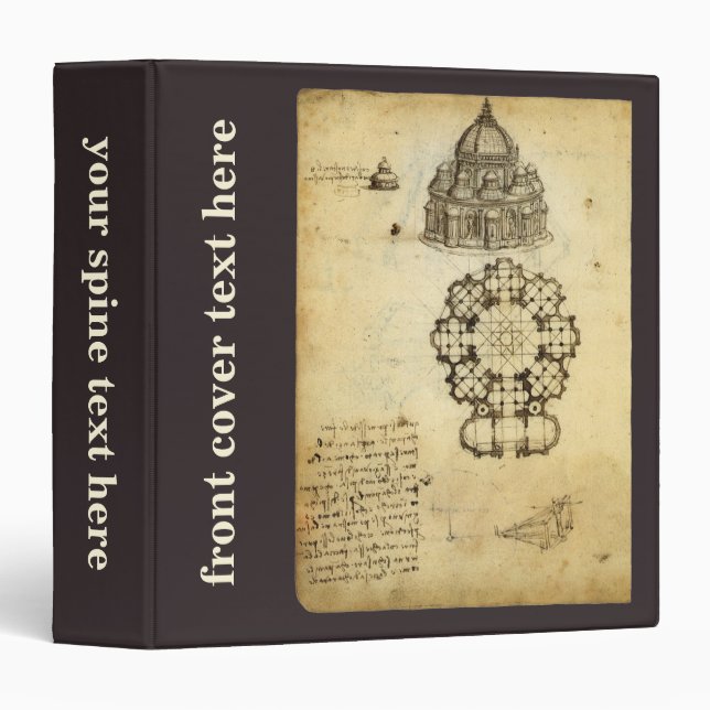 Architectural Cathedral Study by Leonardo da Vinci Binder (Front/Spine)
