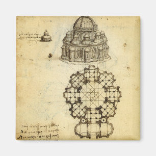 Architectural Cathedral Study by Leonardo da Vinci Magnet