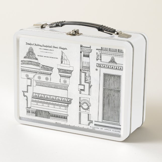 Architectural Details of Grecian Chambers Metal Lunch Box (Front)