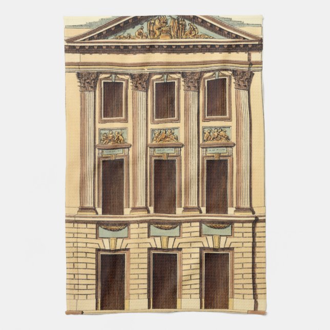 Architectural Facade by Jean Deneufforge Kitchen Towel (Vertical)