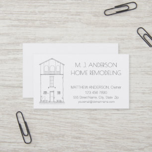 Architectural House Sketch Drawing Black & White Business Card