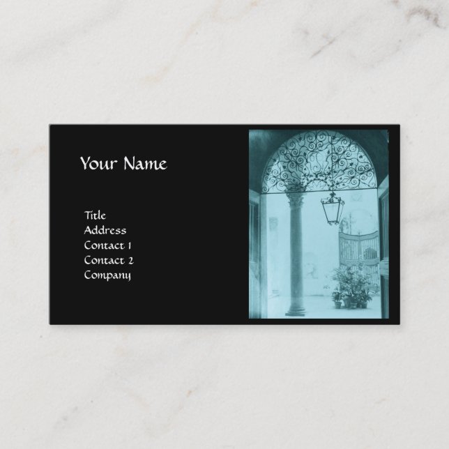 ARCHITECTURAL INTERIOR ,IRON DOOR Black Teal Blue Business Card (Front)