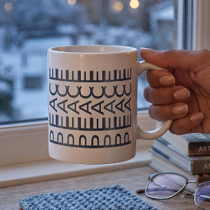 Architectural Line Art Cobalt Xmas Peace Coffee Mug