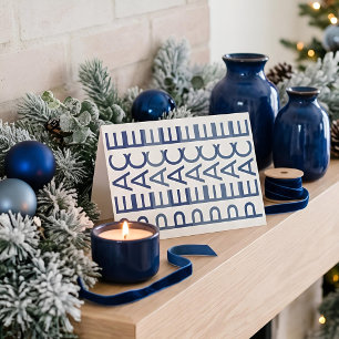 Architectural Line Art Cobalt Xmas Peace Holiday Card