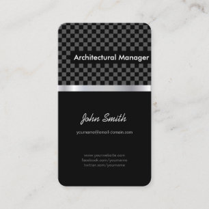 Architectural Manager - Elegant Black Chequered Business Card
