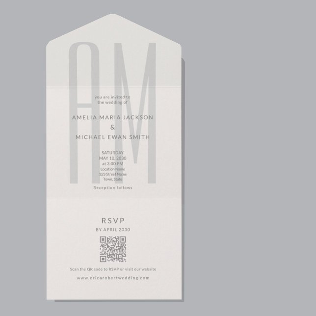 Architectural Monogram Minimal All-in-One Wedding All In One Invitation (Creator Uploaded)