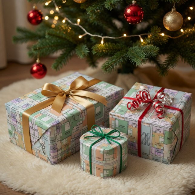 Architectural Multistory Building Floor Layout  Wrapping Paper (Creator Uploaded)
