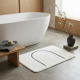 Architectural Off-White Fine Line Japandi Minimali Bath Mat