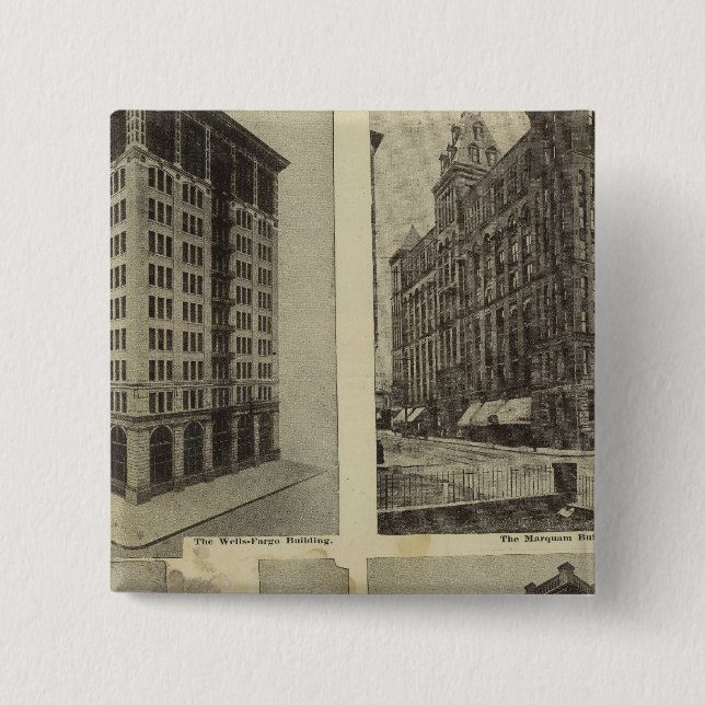 Architectural solidity in Portland, Oregon 2 Inch Square Button (Front)