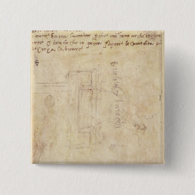 Architectural Study with Notes 2 Inch Square Button (Front)