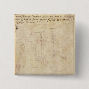 Architectural Study with Notes 2 Inch Square Button