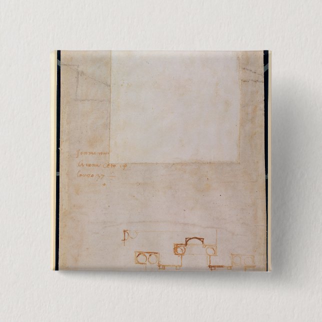 Architectural Study with Notes 2 Inch Square Button (Front)