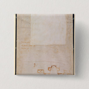 Architectural Study with Notes 2 Inch Square Button