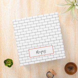 Architectural Subway Tile Kitchen RECIPE Book Binder