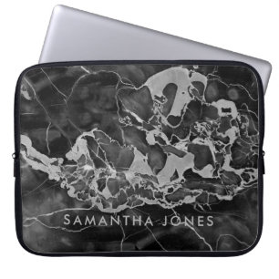 Architectural Texture Black White marble Elegant Laptop Sleeve