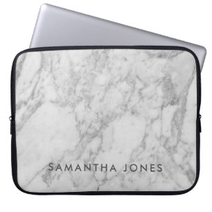 Architectural Texture white marble Elegant Laptop Sleeve