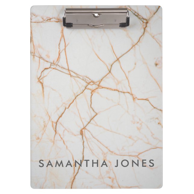 Architectural Texture white marble gold Clipboard (Front)