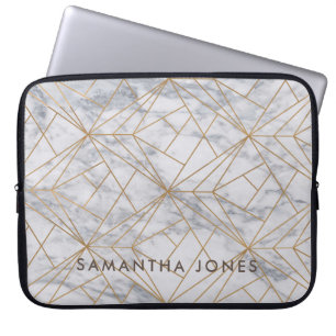 Architectural Texture white marble gold Laptop Sleeve