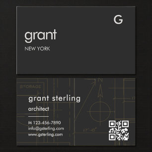 Architecture Black QR Code Business Card