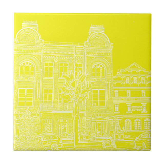Architecture City View Buildings Sketch Tile (Front)