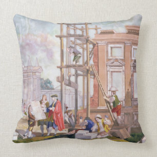 Architecture, from a series of four illustrating t throw pillow