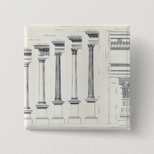 Architecture I: Orders of Architecture 2 Inch Square Button (Front)
