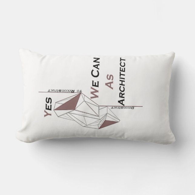 architecture, modern design, geometric art, black  lumbar pillow (Front)