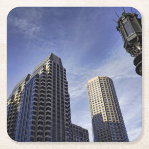 Architecture of downtown Boston Square Paper Coaster