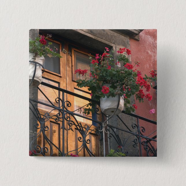 Architecture on the streets of San Miguel de 2 Inch Square Button (Front)