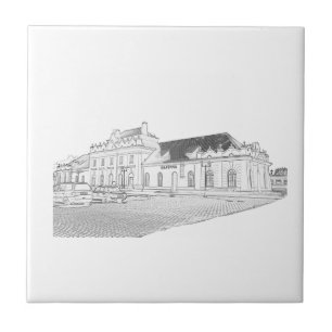 Architecture Sketch Old Train Station Tile