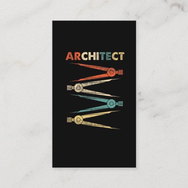 Architecture Student Construction Retro Architect Business Card (Front)