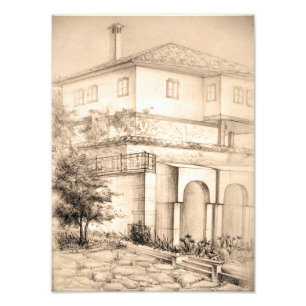 Architecture Traditional house Drawing sketch art Photo Print