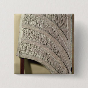 Architrave from a gateway, red sandstone, Mathura, 2 Inch Square Button
