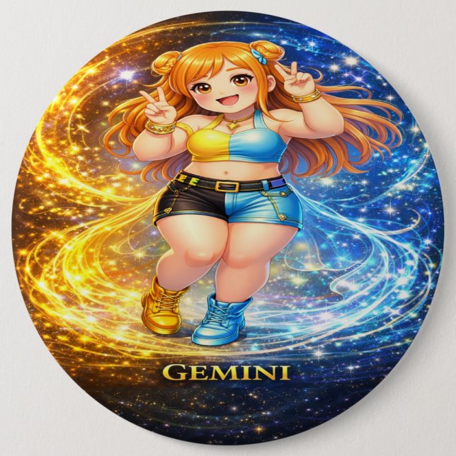 Archive Galaxy: Gemini Vocal Twins 6 Inch Round Button (Front)