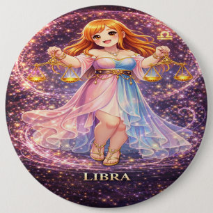 Archive Galaxy: Libra Neon Harmony 6 Inch Round Button