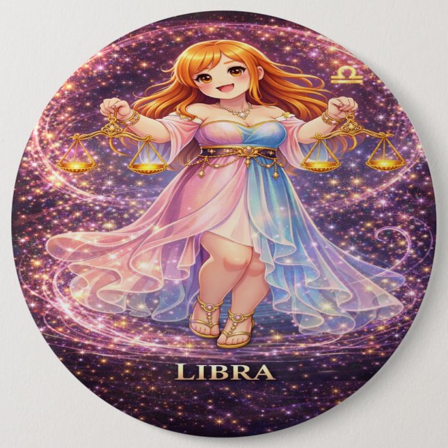Archive Galaxy: Libra Neon Harmony 6 Inch Round Button (Front)