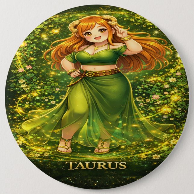 Archive Galaxy: Taurus Gilded Rose 6 Inch Round Button (Front)