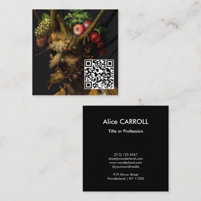 Arcimboldo - Four Seasons in One Head - QR Code Square Business Card (Front/Back)