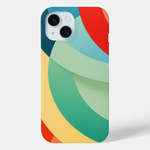 Arcing shapes in bright colours iPhone 15 case