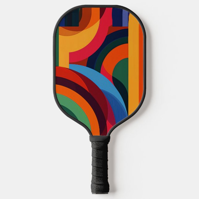 Arcing shapes in vivid colours pickleball paddle (Front)