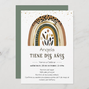 Arcoiris Boho 2do cumpleaños Invitation