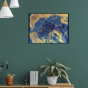 "Arctic: 1971/today - 3d seabed map ... Po Poster
