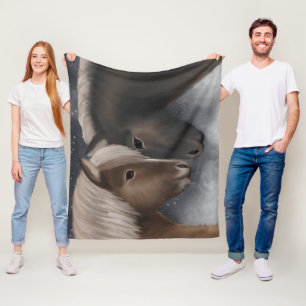 Arctic Affection: Icelandic Horses in Snowy Embrac Fleece Blanket