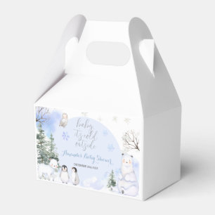 ARCTIC ANIMAL Snowflakes Trees Baby Shower Gift Favor Box