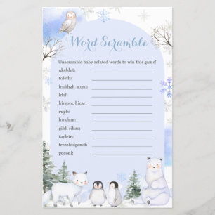 ARCTIC ANIMAL Snowflakes Trees Word Scramble