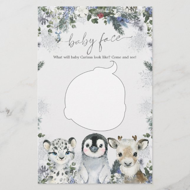 Arctic Animal Winter Onederland Baby Face Game (Front)