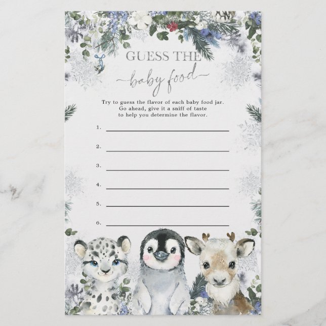 Arctic Animal Winter Onederland Guess Baby Food (Front)