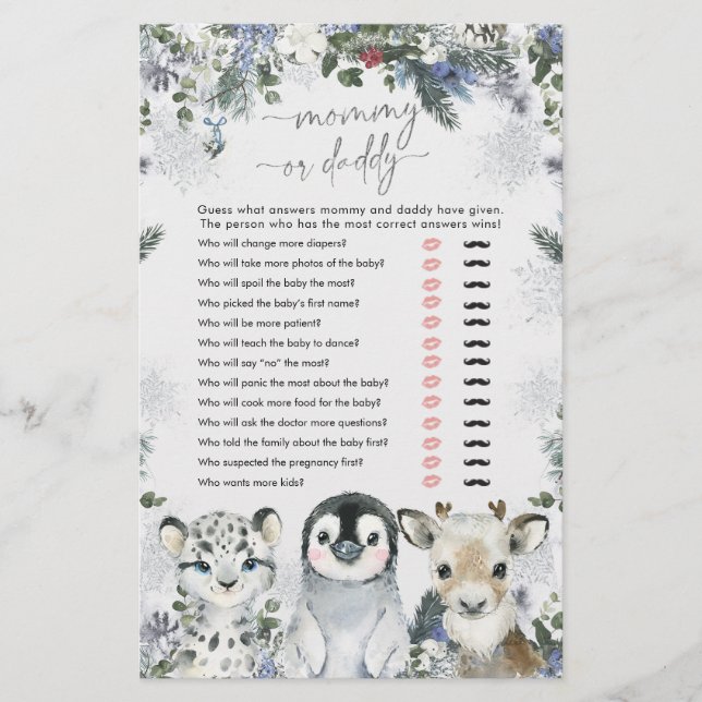 Arctic Animal Winter Onederland Mommy or Daddy (Front)