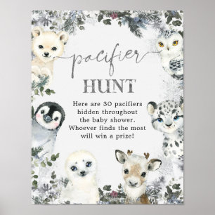 Arctic Animal Winter Onederland Pacifier Hunt Sign