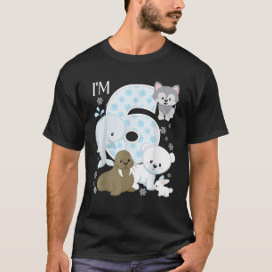 Arctic Animals 6th Birthday Polar Bear Walrus Fox  T-Shirt
